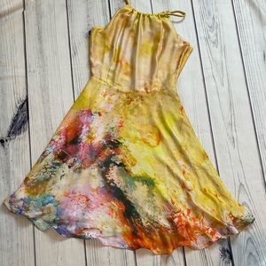 Beautiful Yellow Watercolours Silky Dress Former Host Pick